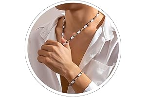 Handmade Beaded Necklace and Bracelet Set for Men, Puka Shell Necklace Men...