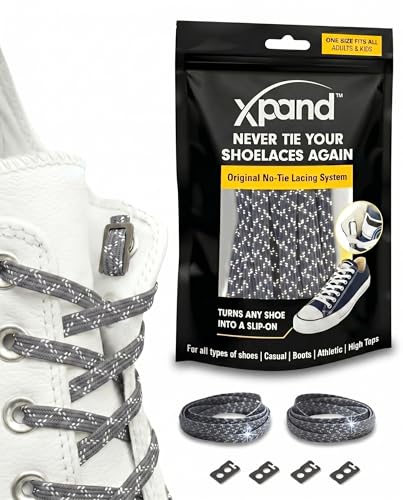 Xpand No Tie Elastic Shoelaces, 1 Size Fits All for Adults & Kids | Stretch Shoe Laces for Sneakers, Runners & High Tops | No Tie Shoe Strings