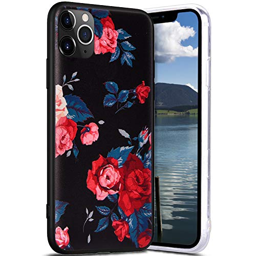 Robinsoni Case Compatible with iPhone 11 Pro Cover Silicone TPU Case Simple Pattern Rubber Cover Flexible TPU Bumper Case Black Back Phone Case Ultra Thin Protetive Case for iPhone 11 Pro Pink