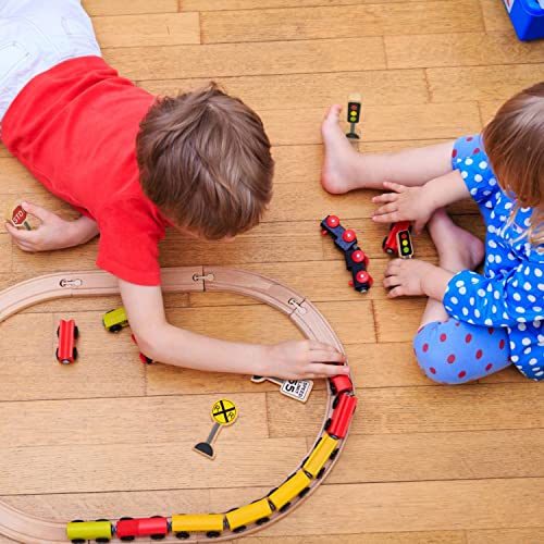 Wooden Street Signs For Train Sets, 14 Pc - Educational Playset Pieces For Kids, Boys, & Girls - Track Accessories For Tabletop Railroads, Car Mats, Blocks, Sand Boxes, & Indoor/Outdoor Pretend Play #TOP3