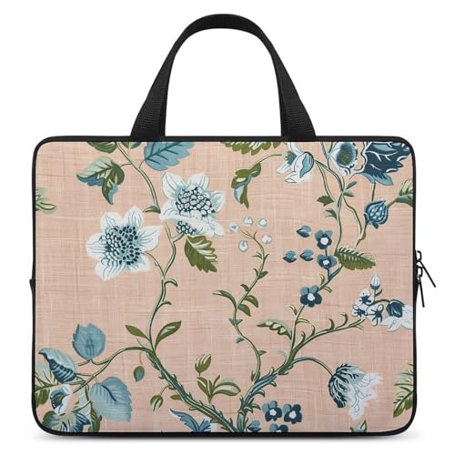 Pochette ordinateur 17 pouces motif floral pêche pour le bureau et café