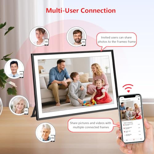 Image of AKImart 15.6 Inch Large Digital Photo Frame, Digital Picture Frame WiFi, IPS HD Touch Screen 32GB Storage Photo Frame with Auto-Rotate Instant Share Photo /Video Sharing via Frameo App, Gift for Mom