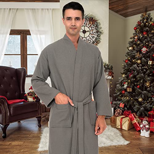 TowelSelections Mens Robe, Waffle Spa Bathrobe, Soft Kimono Bath Robe4