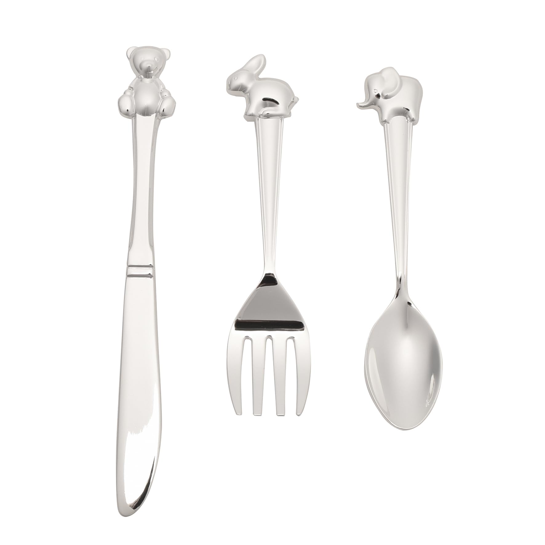 Bambino by Juliana - Silverplated 3pc Cutlery Set with Animal Icons. Gift for New Borns & Parents Celebrating Birth, Christenings & Baby Showers.
