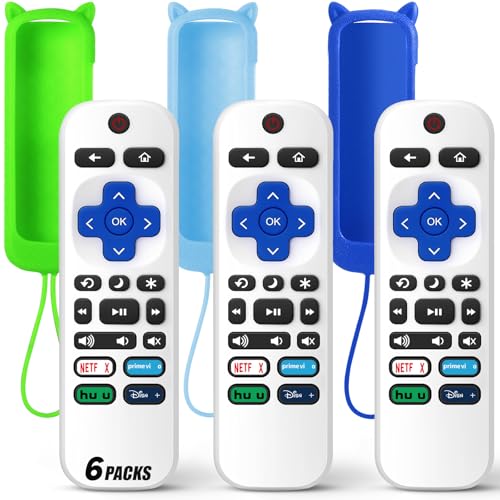 Paquete de 3 controles remotos de repuesto solo para Roku TV con funda protectora de silicona suave (brilla en la oscuridad), control remoto universal para TCL/Onn/Hisense/Sharp/Element/Philips Roku