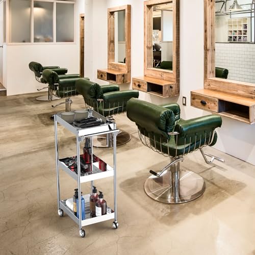Johgee X052 3 Shelf Mirror Stainless Steel Utility Cart thumb #6