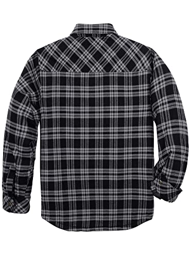 Image of COEVALS CLUB Men's Flannel Shacket Casual Button Snap Sherpa Quilted Lined Premium Jacket Shirts