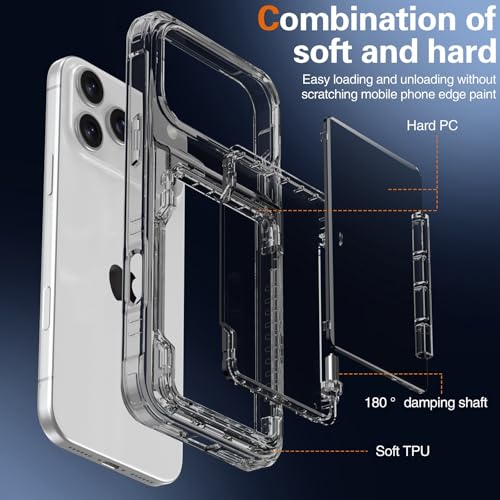 Coque iPhone 17 Pro Max transparente avec porte-carte et support rigide silicone