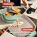 bella Make & Take Electric Skillet, Fits-anywhere™ kitchenware, EverGood™ Ceramic Coating, Adjustable Temperature & Dishwasher-Safe Tempered Glass Lid, Cast Aluminum Base, 1200 Watt, Seaglass