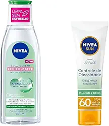 NIVEA Kit Água Micelar Solução de Limpeza 7 em 1 Efeito Matte 200ml + NIVEA Sun UV Face Controle de Oleosidade FPS 60 50ML