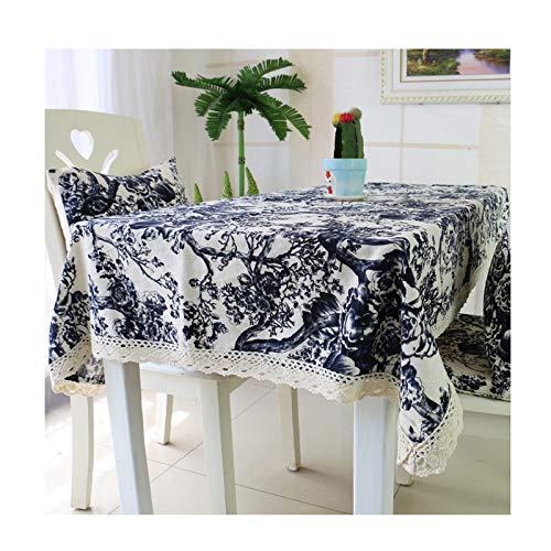 Nappe branche de fleur vintage coton lin lavable pour protéger et décorer votre table - 2