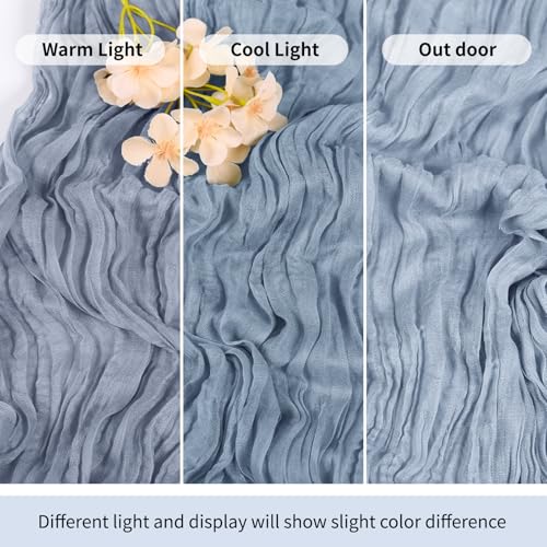 RealBox 6 Pack Dusty Blue Cheesecloth Table Runner 17x108 Inch Semi Sheer Boho Gauze Cheese Cloth Fabric Table Runners Table Decor for Wedding Party Baby Shower Birthday Home Decor Garden Farmhouse by RealBox - Image 7