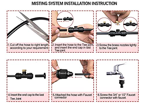 Image of DIY Crafts 9 Pcs Mist Set, Multi Accessories Misting Fan Set, Mist Cooling System Fan Misting Kit for Animal Plants Swimming Pool Cooler Tube H(9 Pcs Mist Set, Multi Accessories Misting Fan Set)