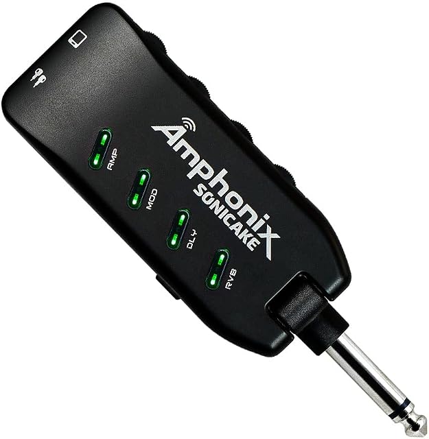 SONICAKE Guitar Headphone Amp Plug-in USB Rechargable Portable Pocket Guitar Amplifier with Bluetooth Multi-Effects Clean Overdrive Distortion Modulation Delay and Reverb