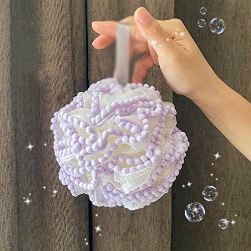 Esponja de baño suave rosa en malla para ducha diaria 7