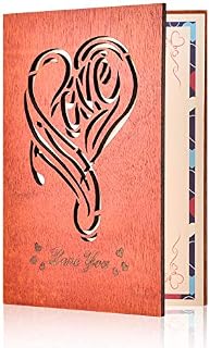 Giiffu Birthday Gift Greeting Cards, Mother's Day Card, Wood Love Greeting Card with Card Box and Gift bag, Perfect Valentines Day, Anniversary, Birthday Gift Cards for Her, Him, Wife, Husband