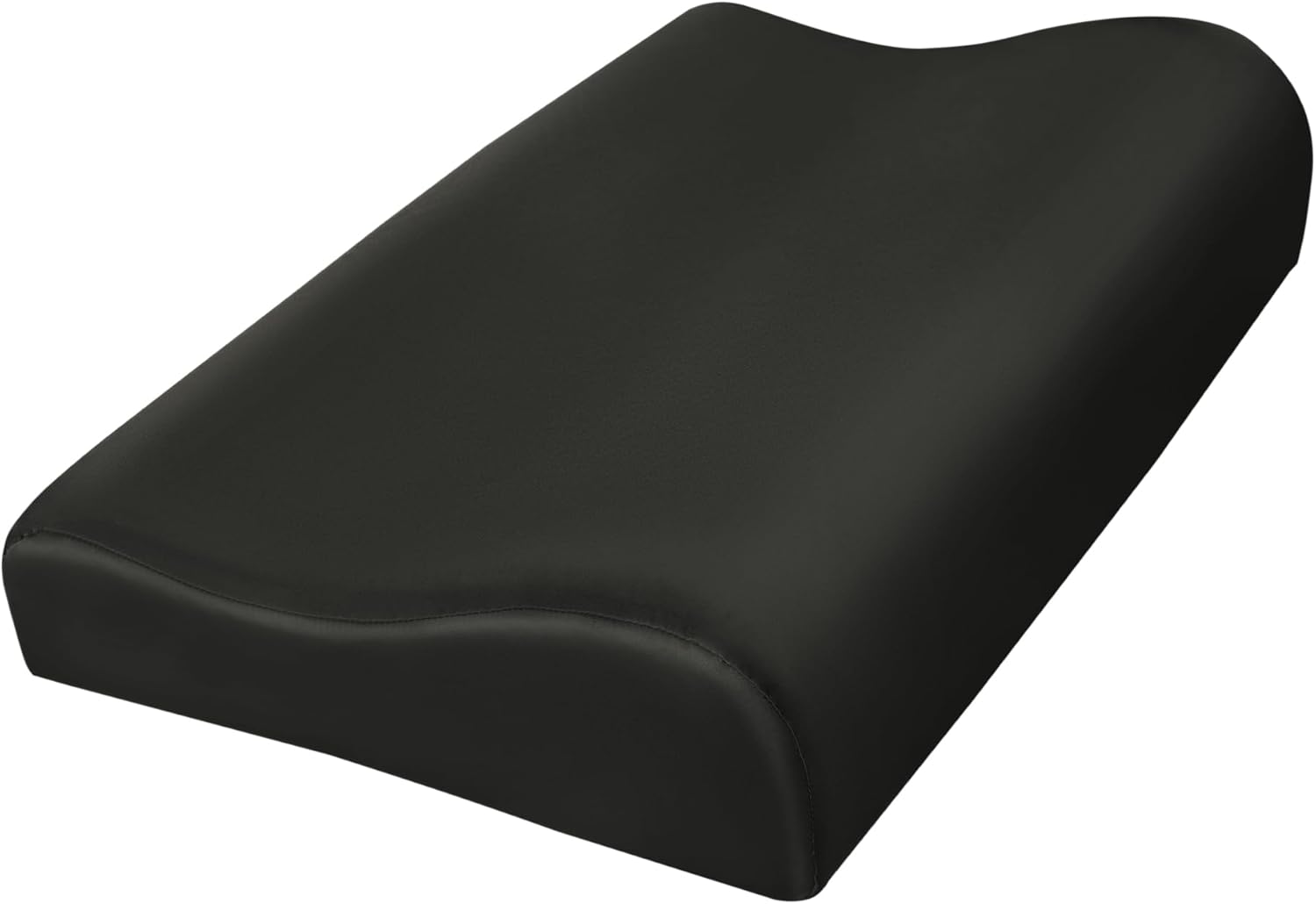 HOMBYS Satin Pillow Case for Contoured Support Pillow (DO NOT Include Pillow) -Zippered Pillow Cover for Neck Pillow for Cervical 1 Pack-Silky, Smooth and Breathable, Queen Size 24"x14"x5" Black