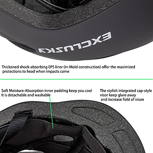 Exclusky Bike Helmet with Rechargeable USB Light, Urban Bicycle Commuter Helmet Men Adult Cycle Helmet Women 54-58cm/58-62cm - Image 6