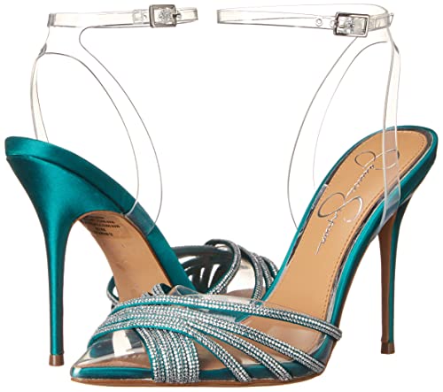 Jessica Simpson Women's Wamblee Ankle Strap High Heel Pump, Clear/Gem Green, 9 #TOP6