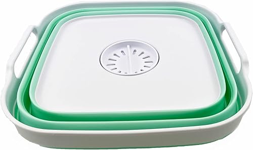 Miniatura 2 de SAMMART Sartén plegable de 10 L (2.64 galones) con tapón de drenaje, lavabo de lavado plegable, tina portátil para lavar platos, bandeja de