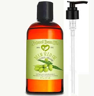 Natural Born Oils Neem Oil, 8oz, Organic, Cold-Pressed, Vitamin E & Essential Fatty Acids, Ideal for Moisturizing Skin, Hair Care