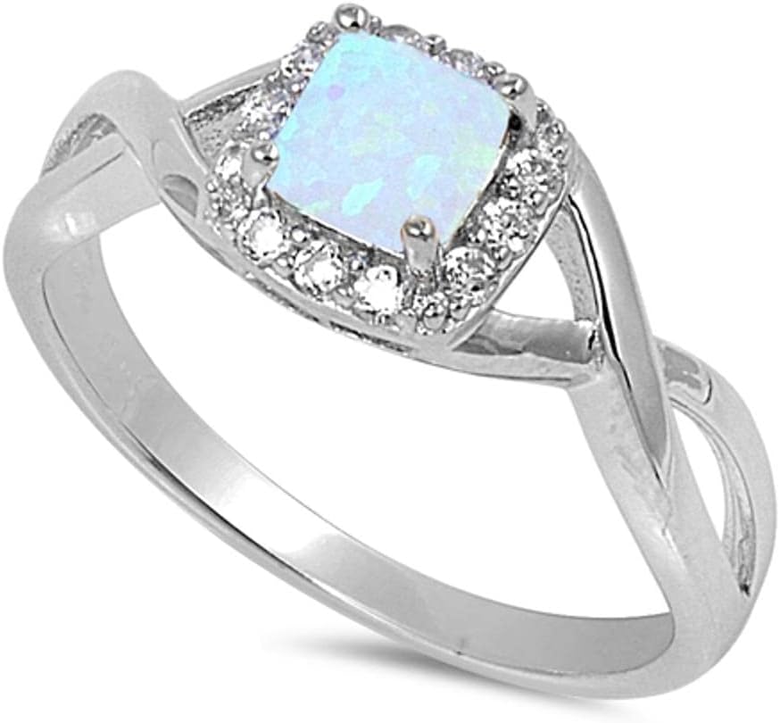 CHOOSE YOUR COLOR Sterling Silver Square Halo Infinity Knot Ring