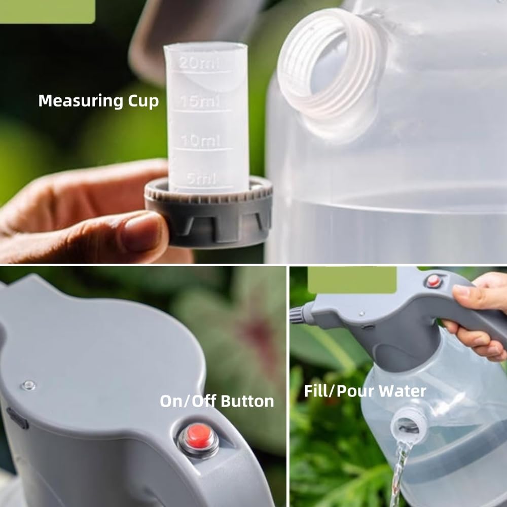 Electric Handheld Spray Bottle Plant Mister 0.8 Gallon for Indoor/Outdoor, 3L Large Automatic Watering Can Rechargeable Battery Powered Sprayer Adjustable Spout for Garden, Fertilizing, Cleaning