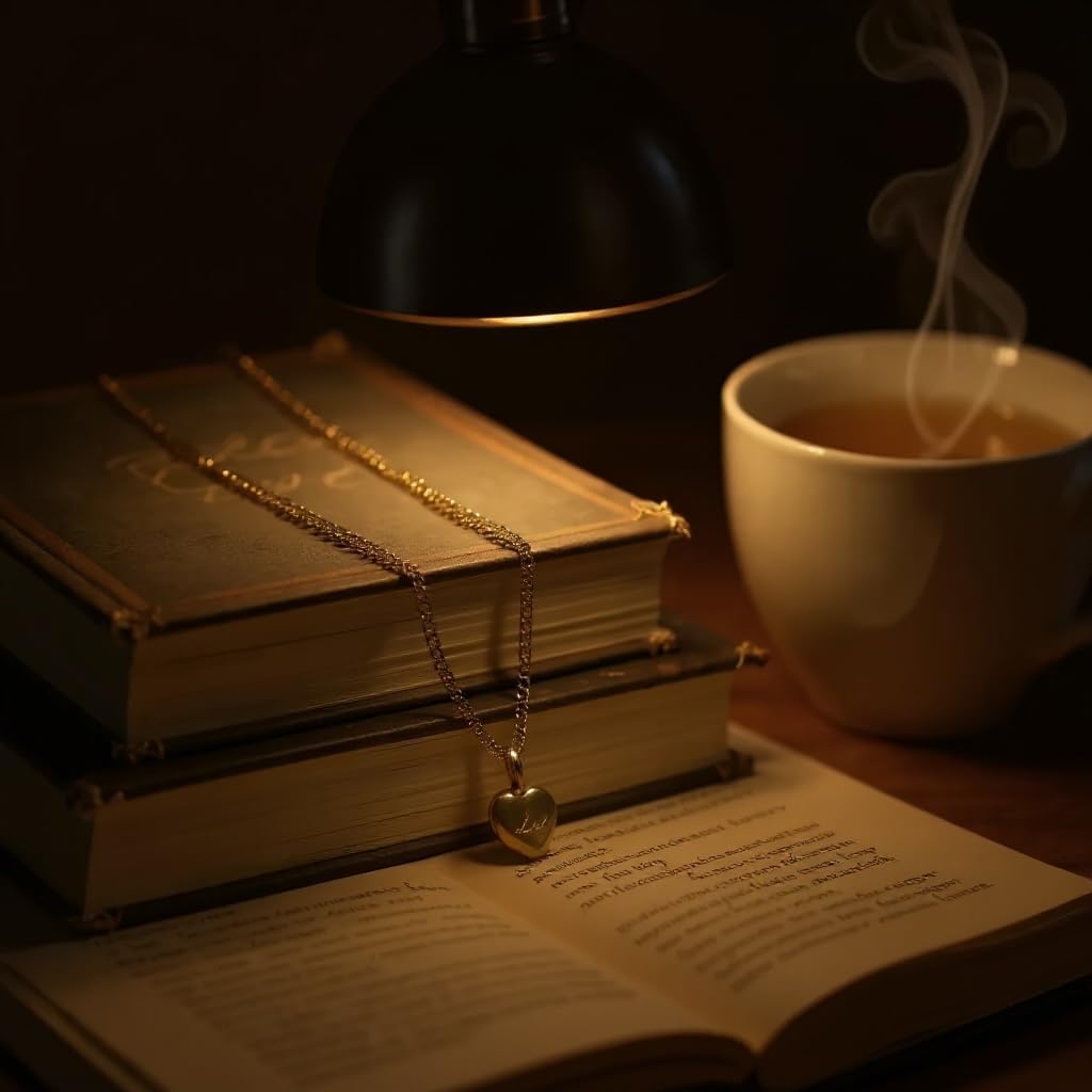 18K gold plated Love engraved heart pendant necklace with 15.5 inch Cuban link chain alternating with flat chain - Image 5