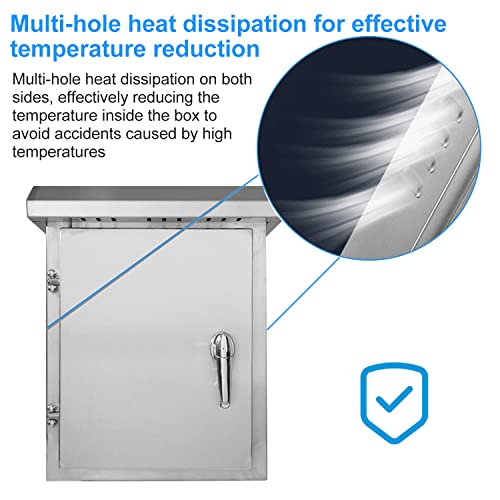 Edelstahl Schaltschrank Verteilerkästen, 300x250x150 mm Verteilerkasten Außen Wasserdicht, Wandmontiert mit Schloss Zählerkasten, für Outdoor Verdrahtung