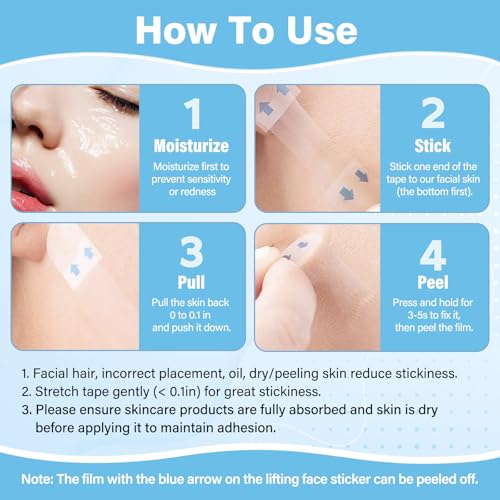 Image of Face Lift Tape Invisible, Neck Tape Lifting for Turkey Neck, 196 Pcs