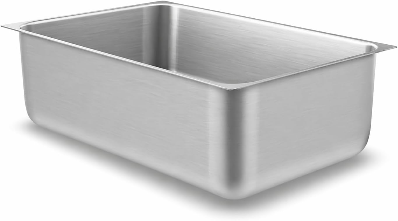 Full Size Aluminum Steam Table Spillage Pan, 6 5/16 Inches Deep, Silver, NSF Listed, Rectangle, Made in USA, 20.75 x 12.75 x 6.31 Inches