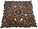 Set of 3 Carved Wood Wall Plaques. Floral Wood Wall Hanging. Rustic Wood Wall Decor. Brown. Size 12