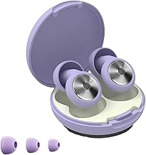Silicone Ear Plugs for Sleeping, Swimming, and Studying, Earplugs for Noise Cancelling, 45dB Purple Ear Plugs for Flight Travel with 4 Ear Tips (XS/S/M/L), Noise Reduction, Unisex Design