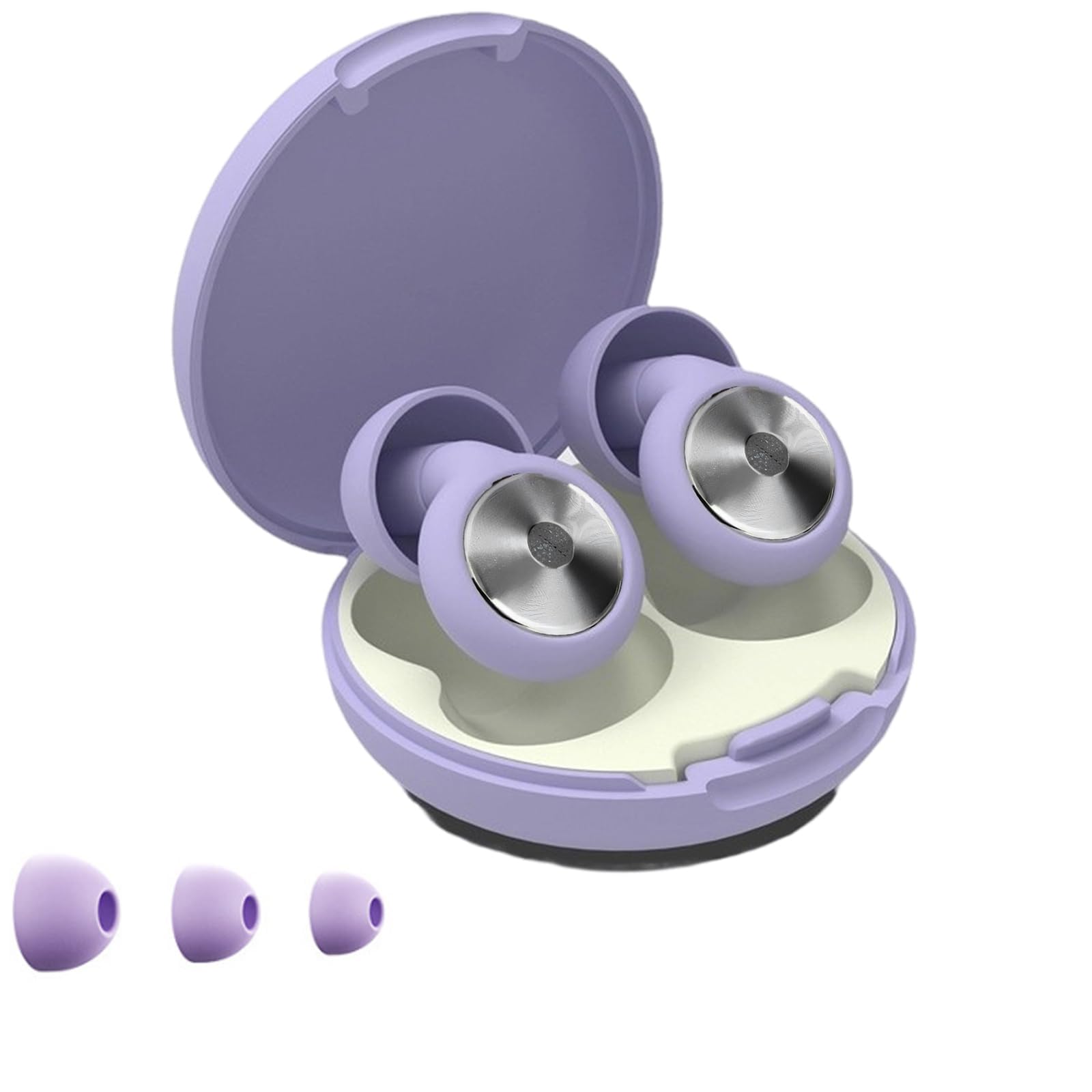 Earplugs for Noise Cancelling, Silicone Ear Plugs for Sleeping, Swimming, and Studying, Purple Earplugs for Noise with 4 Ear Tips (XS/S/M/L), 45dB Noise Reduction, Unisex Design