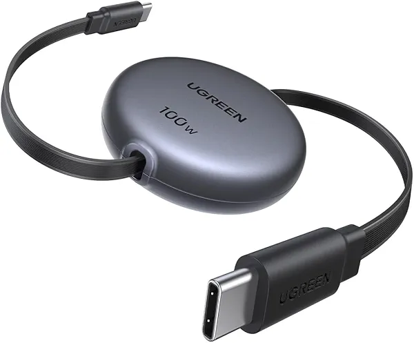UGREEN 100W Retractable USB C Cable, Type C Cord USB C Charger Cable for iPhone 17/16/14, MacBook Pro/Air, Galaxy S25/S25/S24, iPad Pro/Air, Pixel 9/8, Switch, AirPods, Black, 3.3FT