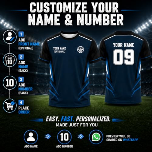 Image of Teemates Custom Team Sports Jersey Personalized Name Number Shirt for Men Women Kids, Custom Logo Athletic Jersey, Quick Dry Performance Team Uniform for Football Cricket Volleyball
