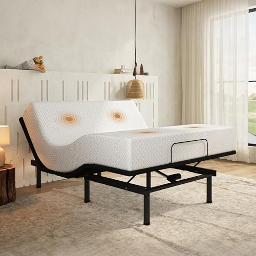 Image of Adjustable Bed Frame Queen and 10 inch Green Tea Memory Foam Mattress，Massage，Memory Positions，Head and Foot Incline,Zero Gravity，Dual USB Ports，Under Bed Lights，Anti-Snore,Easy Assembly
