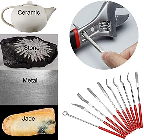 Saipor 10pcs Diamond Needle File Set Mini Diamond File Set Carving Craft Handy Files Jewelers Hand Files Tool Kit for Metal Jewelers Ceramic Stone Glass Wood 3x140mm