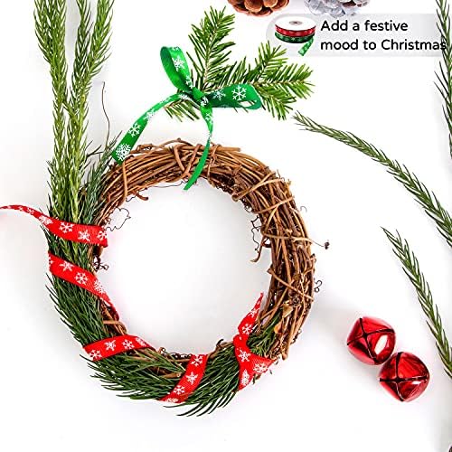 Christmas Ribbon, 2 Rolls Christmas Ribbon for Gift Wrapping, Satin Ribbon for DIY Crafts Xmas Tree Present Decoration (Red and Green)
