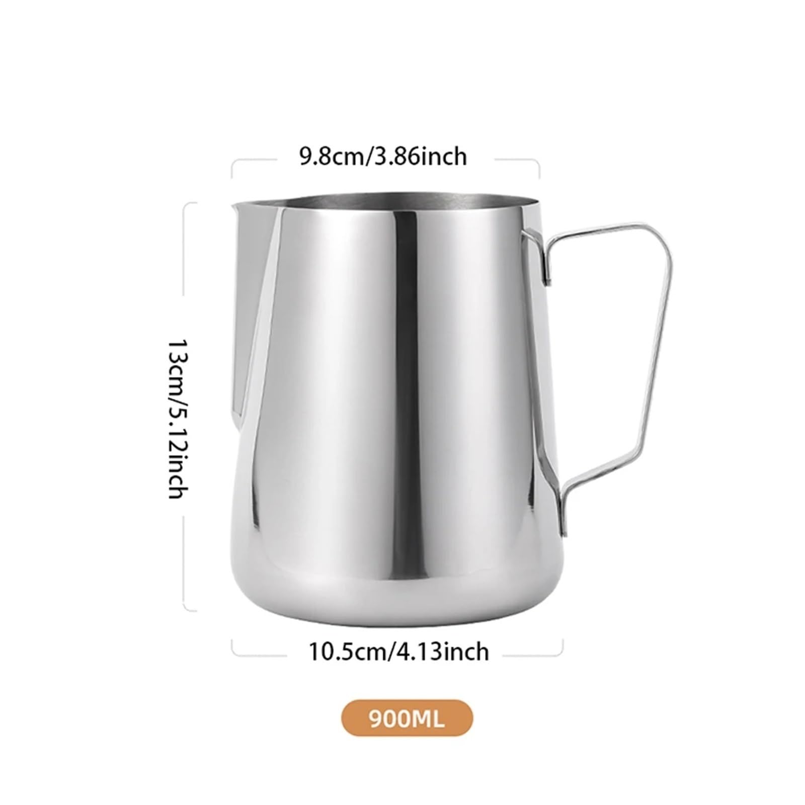 Genérico Jarra de leche, jarra humeante de acero inoxidable for café con leche y capuchino(900ML)