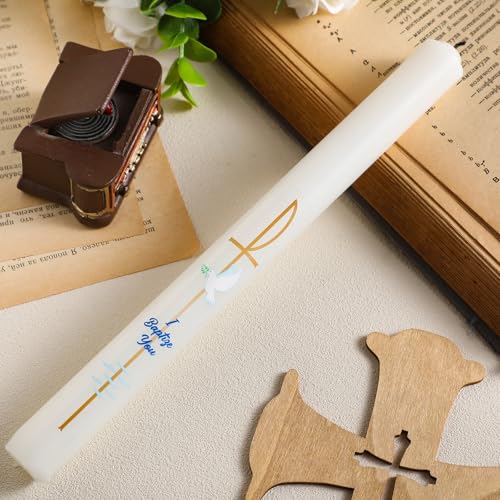 Bougies chrétiennes baptême Conelist cierge conique blanc de 25,4 cm