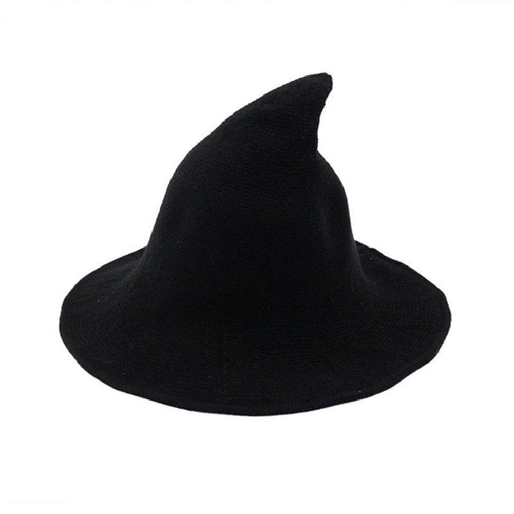 Yuemengxuan Gogolan Modern Witch Hat Wool Halloween Knit Cap Women Party Costume (Black)