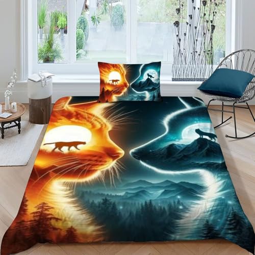 Housse de couette microfibre 135x200cm imprimé 3D animaux résistant