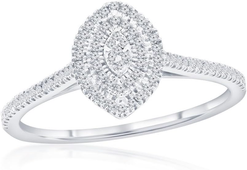 Beaux Bijoux Real Diamond Rings for Women in Sterling Silver - Engagement, Promise Anniversary, Genuine Fine Diamond Rings in Multiple Shapes and Styles