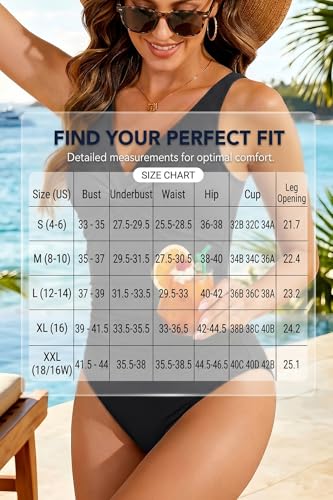 Image of Holipick Women Tummy Control One Piece Swimsuit - Push Up Bathing Suit Full Coverage Slimming Swimwear