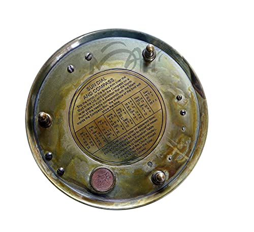 MAH Top Grade 5'' Large Perfectly Calibrated Brass Nautical Sundial Compass, Antique Vintage Style Gifts for Anniversary, Timeless Love Gifts for Him & Her, Perfect for Weddings, Father’s Day - Image 7