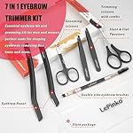 Eyebrow Trimmer Kit, 7 in 1 Eyebrow Scissors, Tweezer, Razor, Gromming Scissors Brush for Women Men, Gifts for Stocking Stuffers - Black - Image 2