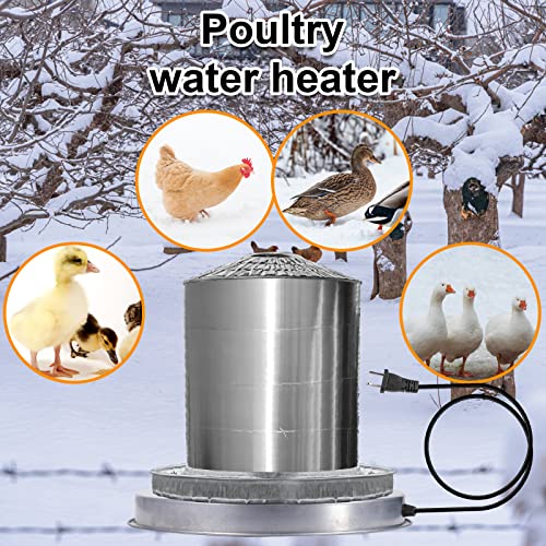 Poultry Chicken Water Heater Base,110V Steel Heated Chicken Waterer 15In For 5 Gallon Plastic Meatal Waterer In The Winter #TOP6