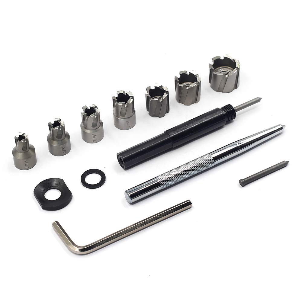Spot Weld Cutter Set JESTUOUS 1/4" Cutting Depth with 5/16" 3/8" 7/16" 1/2" 9/16" 5/8" 3/4" Cutting Diameter 3/8" Thread Shank Annular Cutters Drill Bits