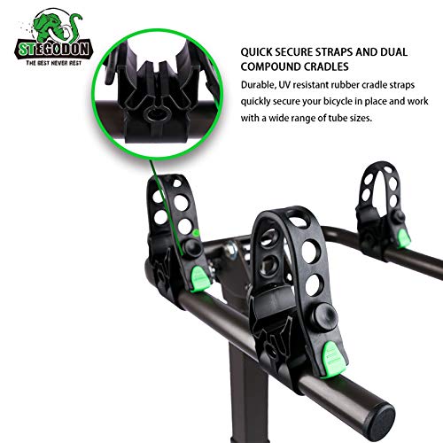 STEGODON 2 Bike Hitch Rack 2\'\' Hitch Receiver Heavy Duty Bicycle Carrier Racks Hitch Mount Double Foldable Rack for Cars, Trucks, SUV，Hatchback RV，Tow Hitch and Minivans - Thumbnail 2